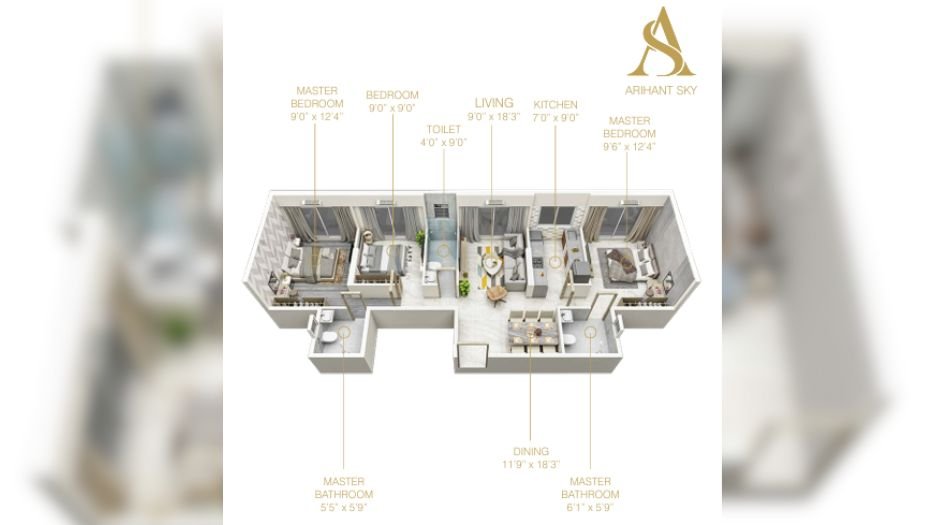 Arihant-Sky-Floor-Plan-3 BHK